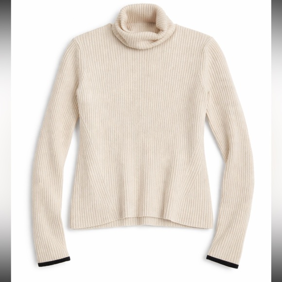 Eleven Six Wool Cashmere Turtleneck Ribbed Sweater - Picture 2 of 6